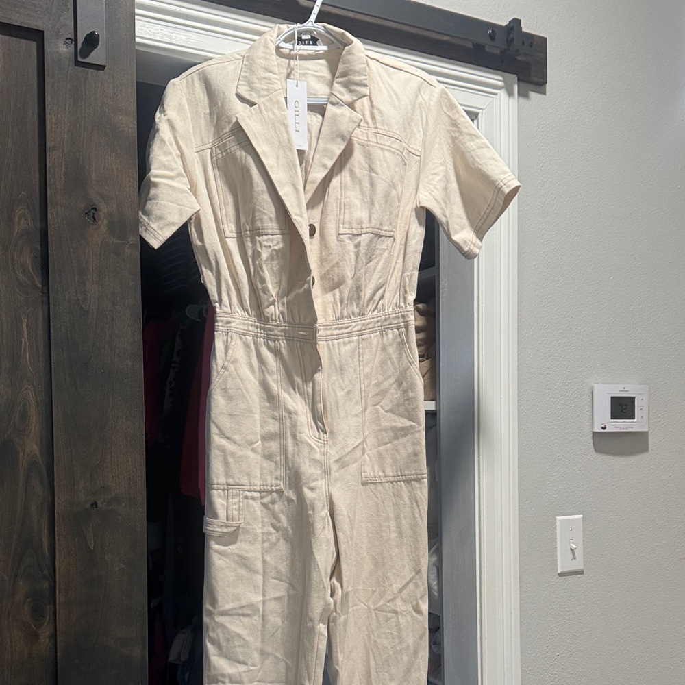 Gilli Cream Jumpsuit from Limelush Boutique with Button Detail NWT Never Worn